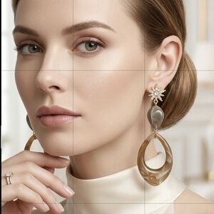 Chic Gold and Silver Floral Drop Earrings